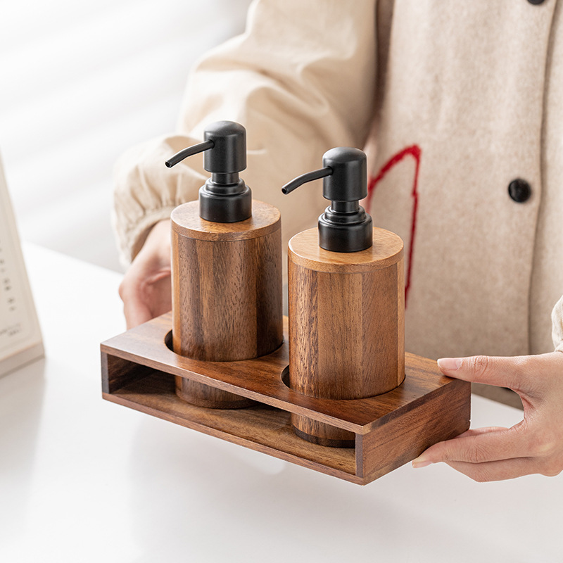 Walnut wood press-type portion - Luxury Skincare Bottles review and price